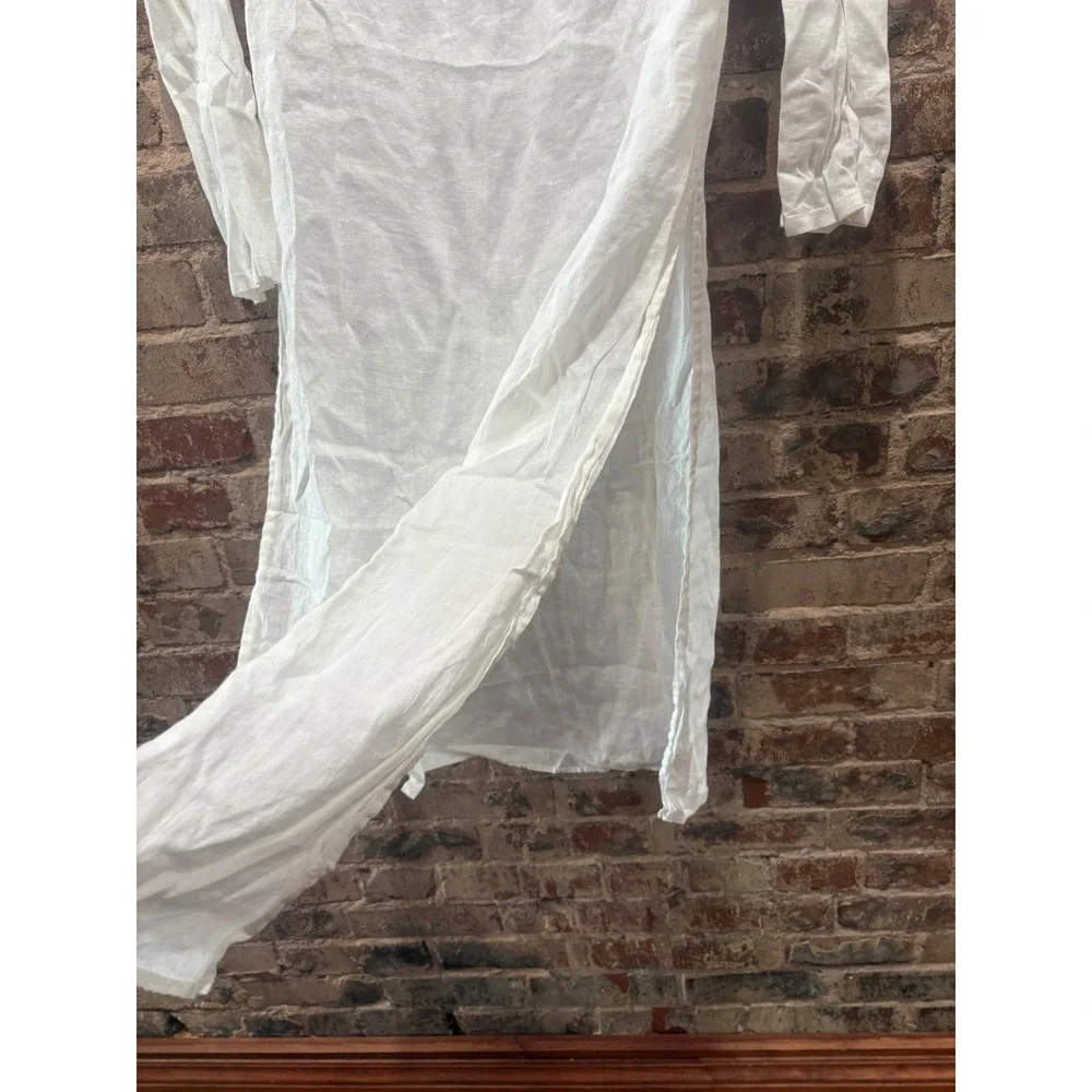 Reformation White Long Sleeve Gauze Maxi Dress Cover Up Side Slits Size XS - Picture 4 of 7